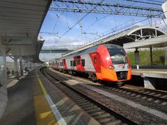 Electric train ES2G-076 at Andronovka stop on Moscow Central Circle railway