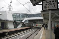 Andronovka MCC (Moscow Central Circle) station with train on the platform