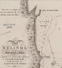 Nautical chart detail of Port Melinda Malindi Kenya from 1823
