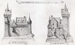 Hypothetical profile view of the Buerg um Bockfiels castle in the early 15th century