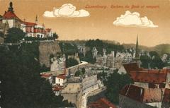 Historic postcard view of Luxembourg City by J.M. Bellwald