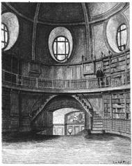 Engraving of the interior of the Bibliothèque du Théâtre de l'Opéra circa 1876