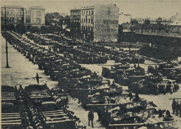 T-34/85 tanks of the 1st Czechoslovak Armored Brigade in Ostrava during spring 1945