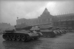 Victory Parade tanks marching on Red Square Moscow 1945