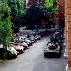 Interior of the armored garden exhibit at the Heeresgeschichtliches Museum in Vienna