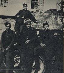 Soldiers of the 1st Czechoslovak Armored Brigade with T-34/85 tank circa 1944