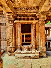 Rudabai Stepwell, a 15th-century five-storey underground stone stepwell with intricately carved pillars and steps in Adalaj, Gujarat