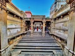 Rudabai Step Well, a 15th-century intricately carved five-storey underground stepwell in Adalaj, Gujarat