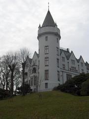 Gamlehaugen royal residence in Bergen covered in snow during winter