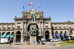Alfred Escher Fountain in front of Zurich main train station