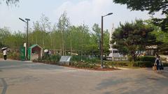Scenic view of Boramae Park with lush greenery and walking paths in Seoul