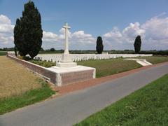 Cross Roads Cemetery in Fontaine-aux-Bois, Nord, France memorial with gravestones