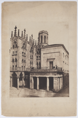 Facade of Caffè Pedrocchi in Padua showcasing Gothic and Neoclassical architecture with stone masonry, ornate columns, arches, sculptures, and decorative elements