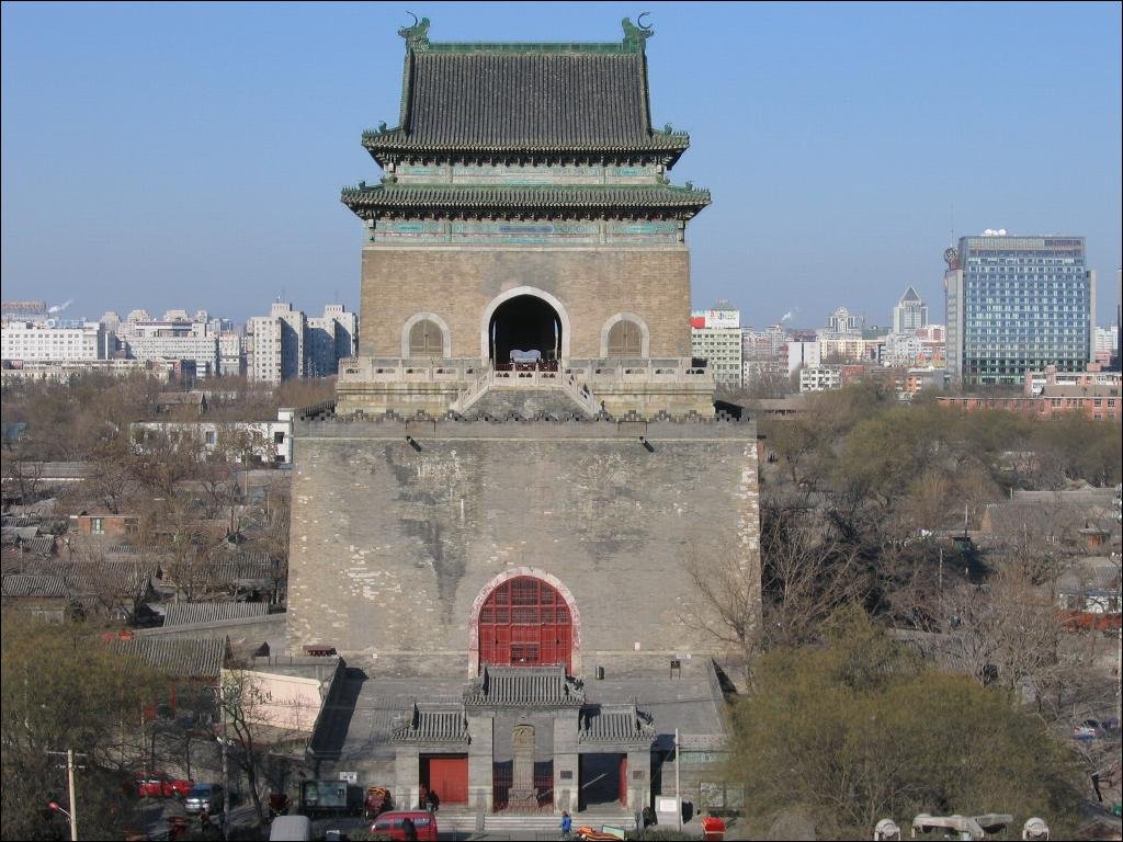 Beijing Bell Tower and Drum Tower in Gulou area of Beijing China