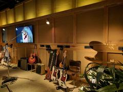 ABBA the Museum interior exhibit with life-sized figures of ABBA members and vintage music memorabilia
