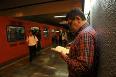 Metro train in Mexico City subway station