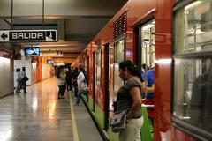 Interior of a Metro CDMX train car with passengers
