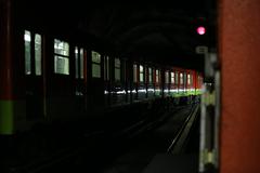 Interior view of Metro CDMX train car with passengers