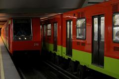 Mexico City Metro train at a station platform