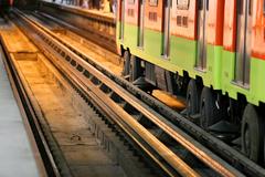 Metro train in Mexico City urban environment