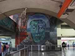 Colorful Mask Mural in Metro Tacubaya Line 1