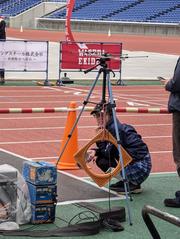 Waseda University Ekiden Running Team in Rain at Yokohama Nissan Stadium