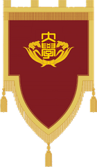 The Ceremonial Flag of Waseda University with maroon and white colors
