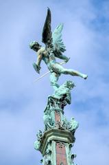 Statue of Saint Michael at Anspach Fountain in Brussels