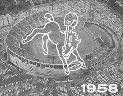 Aerial view of Memorial Stadium in Baltimore, Maryland in 1958