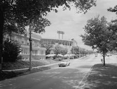 Abandoned Baltimore Memorial Stadium viewed from the street