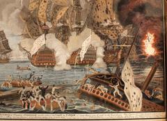 Historic naval combat artwork depicting a maritime battle from April 12, 1782