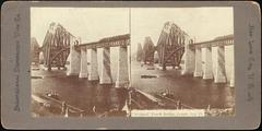 Group of seven stereograph views of the Forth Bridge in Queensferry, Scotland