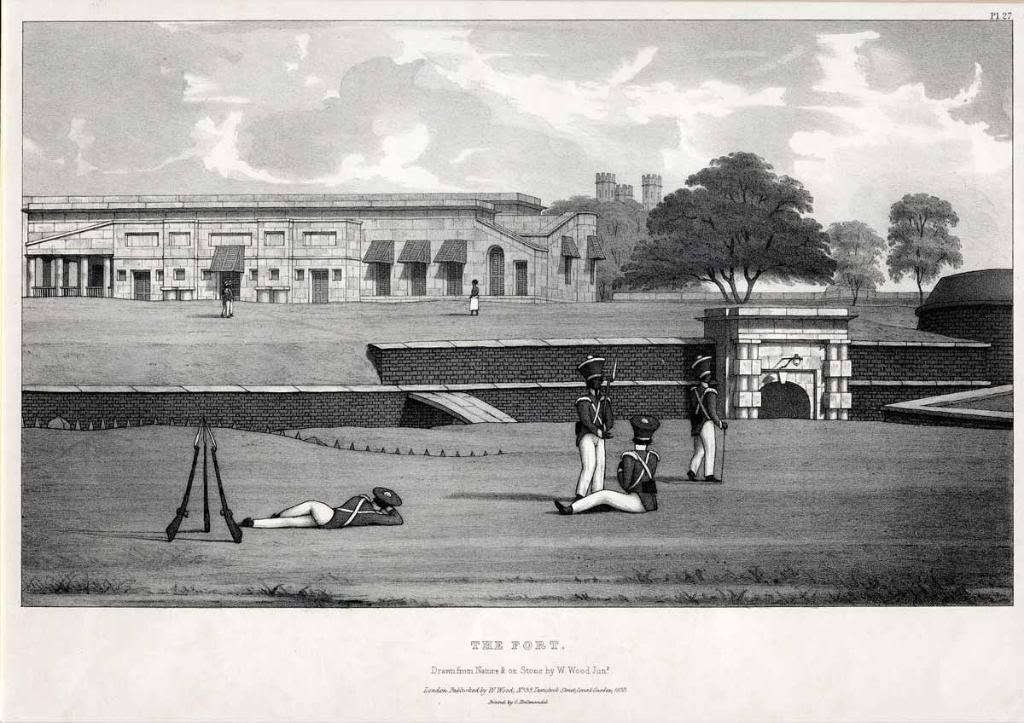 The Fort lithograph by W. Wood London 1835 historic artwork
