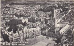 Belfry of Bruges and Grote Markt in Bruges, Belgium