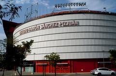 Estadio Ramón Sánchez-Pizjuán in Sevilla, exterior view with architectural details