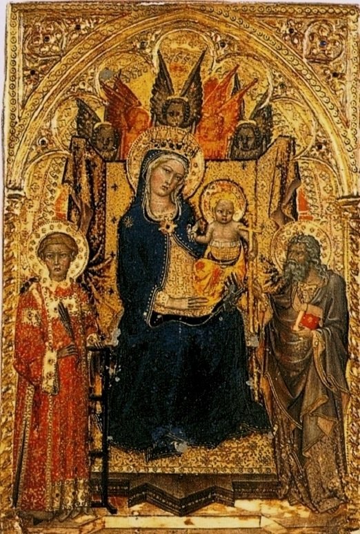 Madonna and Child with Saints Lawrence and Andrew painting by Francesco di Vannuccio, circa 1387-88