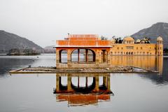 Jal Mahal palace in the middle of Man Sagar Lake in Jaipur, India