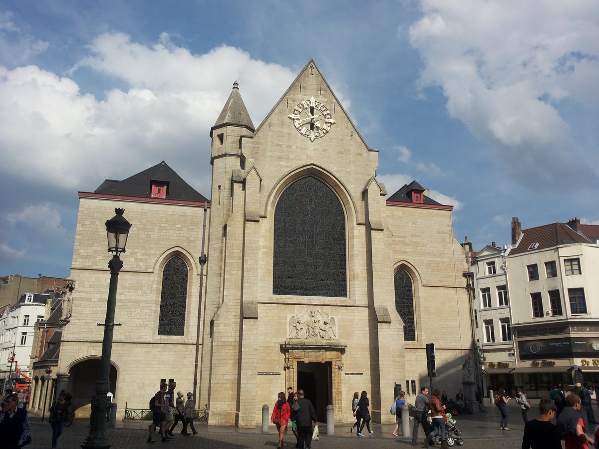 Saint Nicolas Church in Brussels, Belgium with classic European architecture