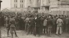 Soldiers from Camp Pullman gathered in front of La Rochelle station, France, December 1918