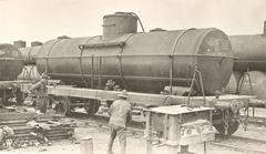 US Army soldiers assembling tank car at Camp Pullman La Rochelle France May 1918