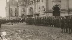 Parade of soldiers from Camp Pullman in front of La Rochelle station France January 1918