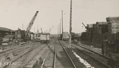 Unloading railway parts crates at Camp Pullman, La Rochelle, France, November 1918