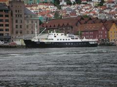 MS Bruvik ship docked at Bergen harbor Norway