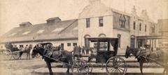 Historical Gare du Palais train station in Quebec around 1876 showing early railway architecture