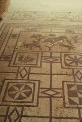 Pompeii ancient mosaic floor tile with geometric and floral patterns