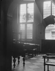Interior of Rembrandt House museum in Amsterdam showing historic art and furnishings