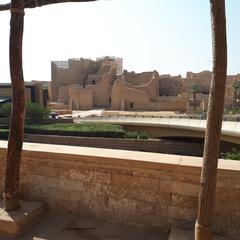 Reconstructed traditional Najdi architecture in Diriyah with mud-brick buildings and courtyards