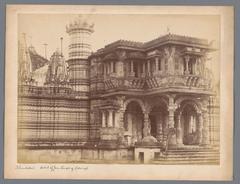 Detail of the Hathee Singh Jain Temple in Ahmedabad, Gujarat, showcasing intricate architectural elements