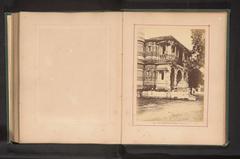 View of the Hutheesing Temple porch in Ahmedabad, historic albumen print photograph