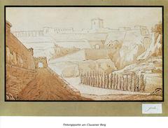 Drawing of Luxembourg fortress part at Clausener Berg in 1792 by Johann Wolfgang von Goethe